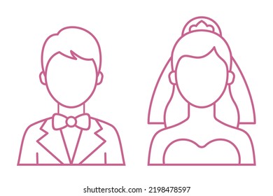 Groom and Bride line icon. Vector modern simple illustration