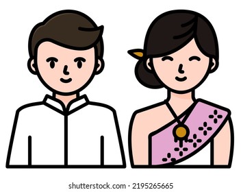 novio y novia concepto moderno ui ux icono para sitio web, aplicación, presentación, volante, folleto, etc.