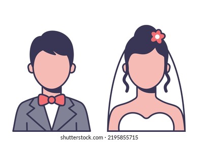 Groom and Bride modern icon. Vector illustration