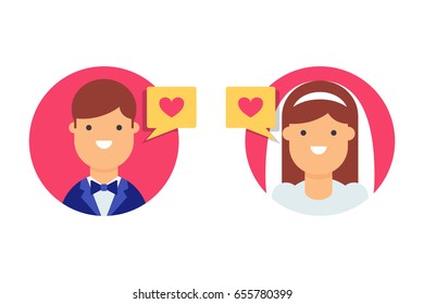 Groom and bride vector icon