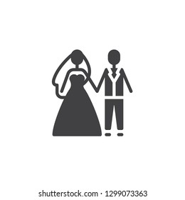 Groom and Bride vector icon. filled flat sign for mobile concept and web design. Wedding couple simple solid icon. Symbol, logo illustration. Pixel perfect vector graphics