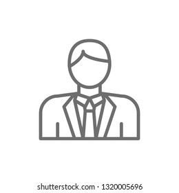 Groom, bridegroom, finance guy, man in costume line icon.