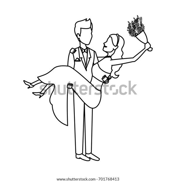 Groom Carrying Bride Holding Her His Stock Vector Royalty Free 701768413 Shutterstock 9089