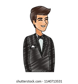 Groom cartoon profile scribble
