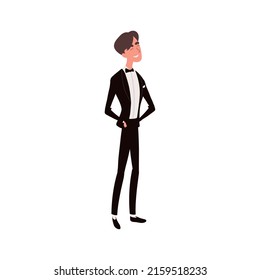 groom character in tuxedo, icon