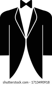 Icono del abrigo del Groom Icono del vector del novio negro para el matrimonio