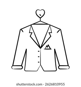 Groom coat icon designed in hand drawn style