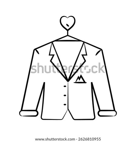 Groom coat icon designed in hand drawn style