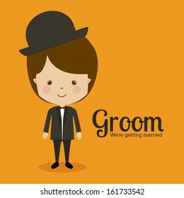 groom design over orange  background vector illustration