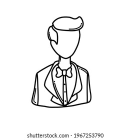 Groom Doodle vector icon. Drawing sketch illustration hand drawn cartoon line.