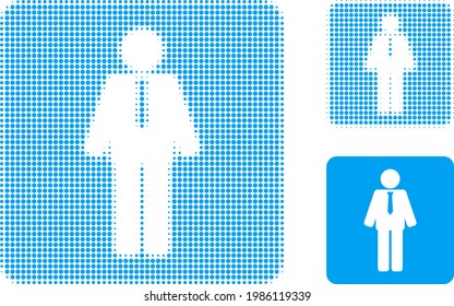 Gräuel-Halbtonsymbol Halftone Muster enthält runde Elemente. Vektorgrafik von Bräutigam Symbol auf weißem Hintergrund.