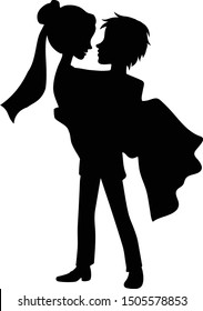 Groom Holding His Bride in His Arms Wedding Silhouette