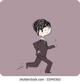 groom hurrying to the wedding