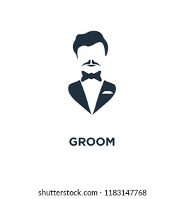 Groom icon. Black filled vector illustration. Groom symbol on white background. Can be used in web and mobile.