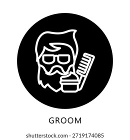 Botón De Icono De Novio, Mini Ilustración Relacionada Con El Cuidado Personal. Uso Para El Concepto Moderno, Ui, Web Ux Y Desarrollo De App.