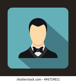 Groom icon in flat style on a baby blue background vector illustration