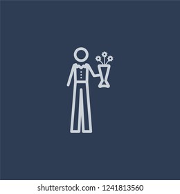 Groom icon. Groom linear design concept from Wedding and love collection. Simple element vector illustration on dark blue background.