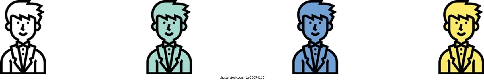 groom icon. Outline, Green, Blue and Yellow Style Design Isolated On White Background