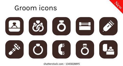 groom icon set. 10 filled groom icons.  Simple modern icons about  - Ring, Marriage, Electric razor, Razor