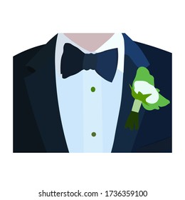 Groom in a jacket. The morning of the groom, bridegroom's fees. Close up. Vector 