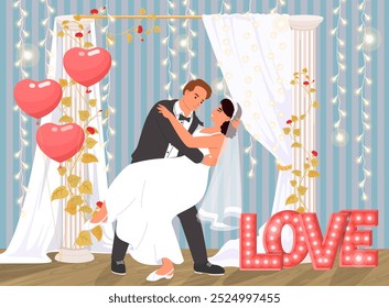 Groom kissing bride for romantic photo memory shoot