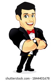 groom mascot cartoon in vector