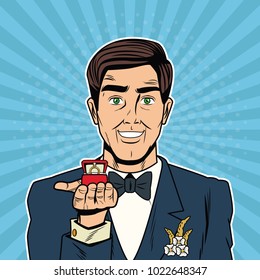 Groom pop art cartoon Internet Security, baniking online