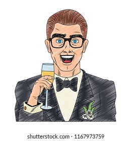 Groom pop art cartoon scribble