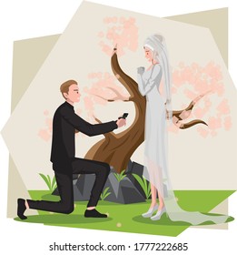 Groom is proposing bride in wedding ceremony