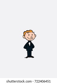 Groom in relaxed and happy attitude. Vector isolated character.