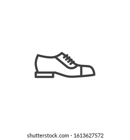 Groom shoes line icon. linear style sign for mobile concept and web design. Men weddings shoes outline vector icon. Symbol, logo illustration. Vector graphics