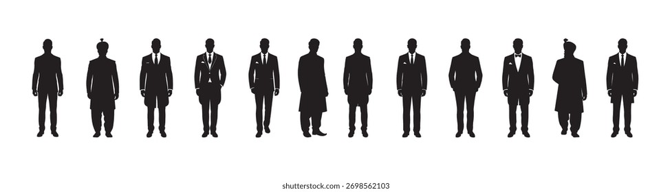 groom silhouette white background vector illustration