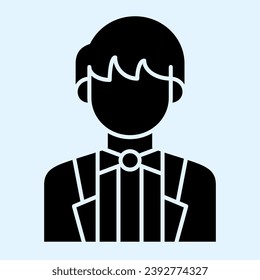 Groom solid icon. Newly married man in black jacket. Wedding asset vector design concept, glyph style pictogram on white background, use for web and app. Eps 10