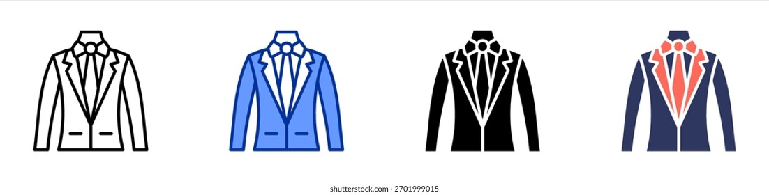 Groom Suit icon set multiple style collection