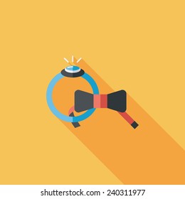 groom tie and ring flat icon with long shadow,eps10