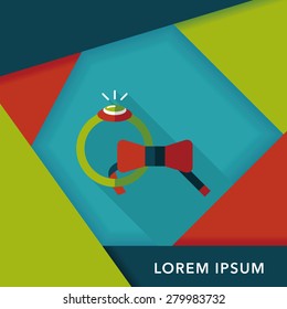 groom tie and ring flat icon with long shadow,eps10