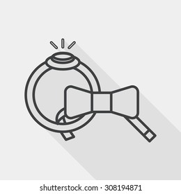 groom tie and ring flat icon with long shadow, line icon