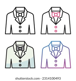 Groom tuxedo icon design in four variation color