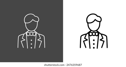 Groom, Wedding Outline Icon Vector Illustration