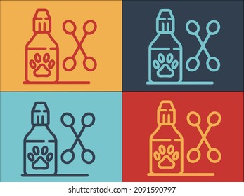 Groomer Bottle Logo Template, Simple Flat Icon of pet,groomer,animal