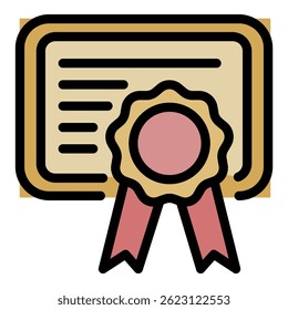 Groomer diploma icon. Outline groomer diploma vector icon color flat isolated
