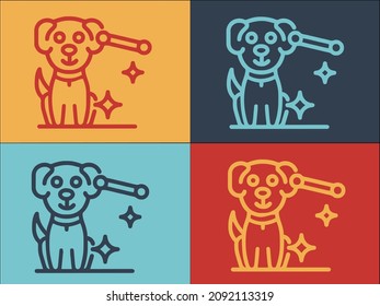 Plantilla de logotipo de perro de Groomer, icono plano simple de mascota, groomer, perro