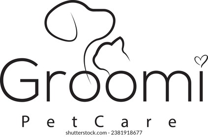 Groomi pet care logo design in vector