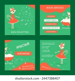 Grooming for cats. SPA salon. Set