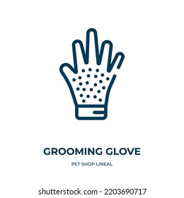 Grooming glove icon. Linear vector illustration from pet shop lineal collection. Outline grooming glove icon vector. Thin line symbol for use on web and mobile apps, logo, print media.