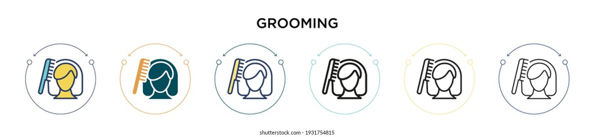 Grooming icon in filled, thin line, outline and stroke style. Vector illustration of two colored and black grooming vector icons designs can be used for mobile, ui, web
