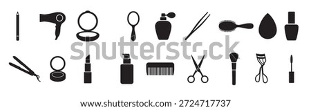 grooming makeup tool silhouette design bundle set of modern