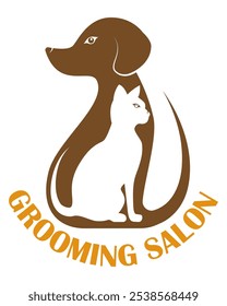 grooming pet cats and dogs logo for your business or company vector illustration isolated on white background