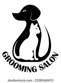grooming pet cats and dogs logo for your business or company vector illustration isolated on white background