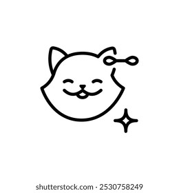Grooming services types. Washing And Drying Cat. Ear cleaning concept icon. Cat care instructions. Grooming tool isolated on white background.
